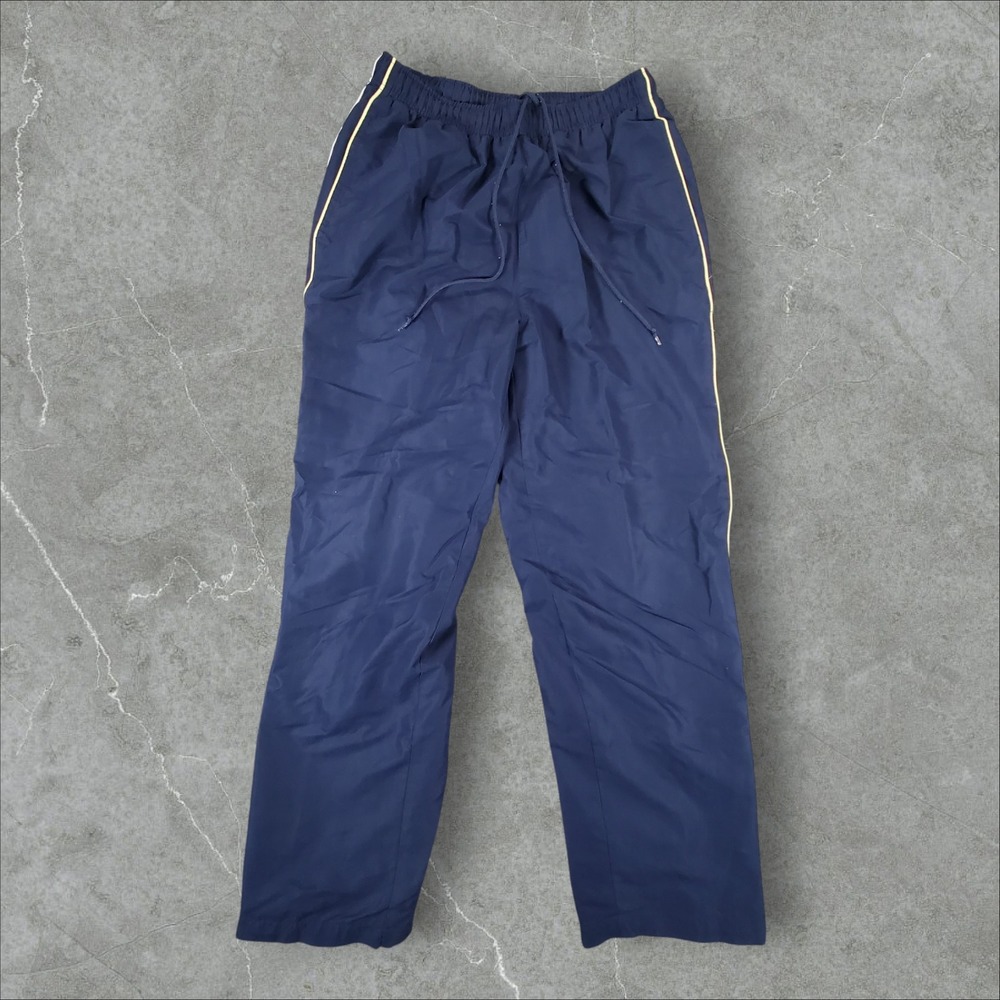 Studio Works Track Pants Mens Medium Navy Lined Side Piping Windpants Y2K Baggy